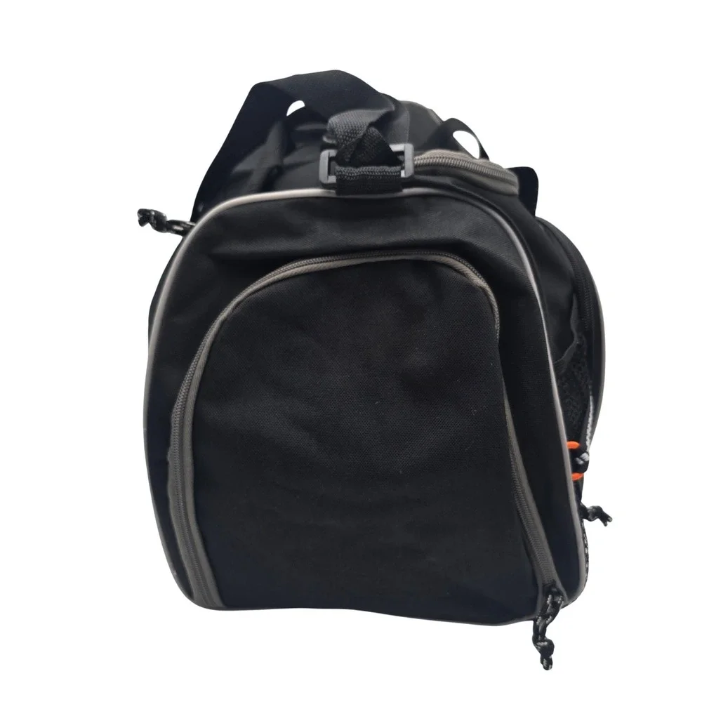 Powerade Black Canvas Athletic Duffel Gym Bag Reflective Trim Shoulder Strap - Picture 4 of 10